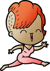 cartoon happy hipster girl
