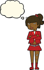 cartoon cool girl with thought bubble