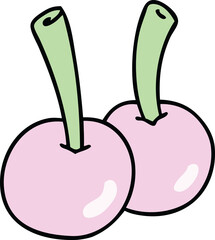 hand drawn quirky cartoon cherries