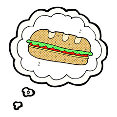 freehand drawn thought bubble cartoon huge sandwich
