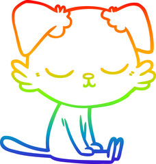 rainbow gradient line drawing of a cute cartoon dog