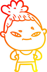 Obraz premium warm gradient line drawing of a cartoon woman