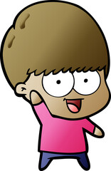 happy cartoon boy waving