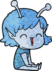 cartoon alien girl laughing