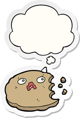cartoon cookie with thought bubble as a printed sticker