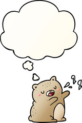 cartoon singing bear with thought bubble in smooth gradient style