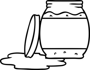 hand drawn line drawing doodle of a strawberry jam