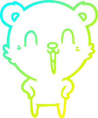 cold gradient line drawing of a happy laughing cartoon bear