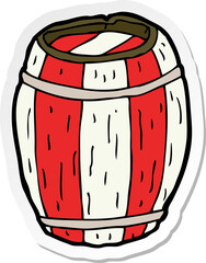 sticker of a cartoon painted barrel