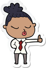 sticker of a cartoon calm woman