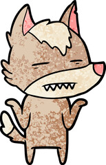 cartoon wolf showing teeth