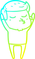 cold gradient line drawing of a cartoon model guy pouting