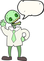 freehand drawn speech bubble cartoon zombie businessman