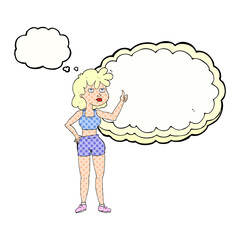 freehand drawn thought bubble cartoon gym woman