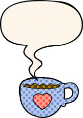 I love coffee cartoon cup with speech bubble in comic book style