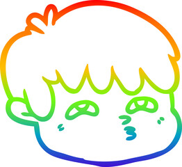 rainbow gradient line drawing of a cartoon male face