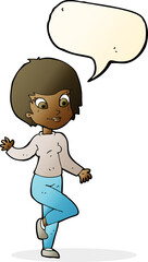 cartoon woman waving with speech bubble