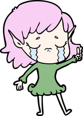 cartoon crying elf girl