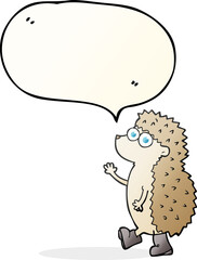 cute freehand drawn speech bubble cartoon hedgehog