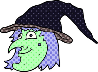 cartoon doodle witch face