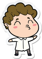sticker of a cartoon man pouting