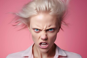 Portrait of very angry woman  - obrazy, fototapety, plakaty