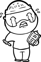 cartoon bearded man crying