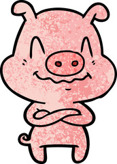 nervous cartoon pig