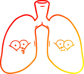 warm gradient line drawing of a cartoon lungs