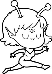 cartoon alien girl jumping
