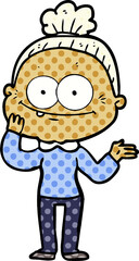 cartoon happy old woman