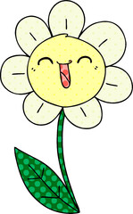 comic book style quirky cartoon happy flower
