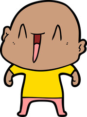 happy cartoon bald man