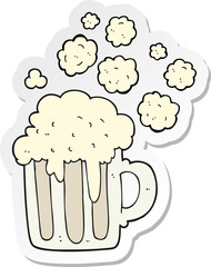 sticker of a cartoon foamy beer
