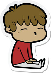 sticker of a cartoon frustrated man