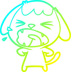 cold gradient line drawing of a cute cartoon dog