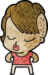 cartoon pretty hipster girl