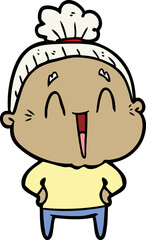 cartoon happy old lady