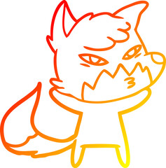 warm gradient line drawing of a clever cartoon fox