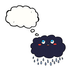 freehand drawn thought bubble cartoon raincloud
