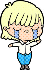 cartoon woman crying