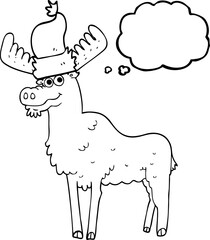 freehand drawn thought bubble cartoon christmas moose