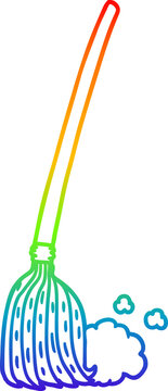 recommend clip art: rainbow gradient line drawing of a cartoon broom sweeping