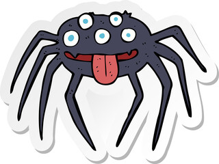 sticker of a cartoon gross halloween spider