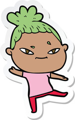 sticker of a cartoon woman