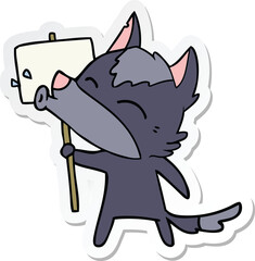 sticker of a howling wolf cartoon