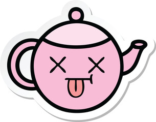 sticker of a cute cartoon teapot