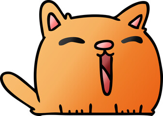 freehand drawn gradient cartoon of cute kawaii cat