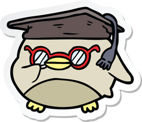 sticker of a cartoon clever bird