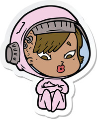 sticker of a cartoon astronaut woman